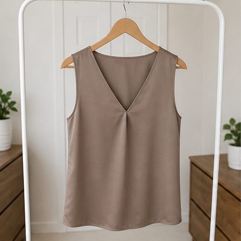 Cream V Neck Top